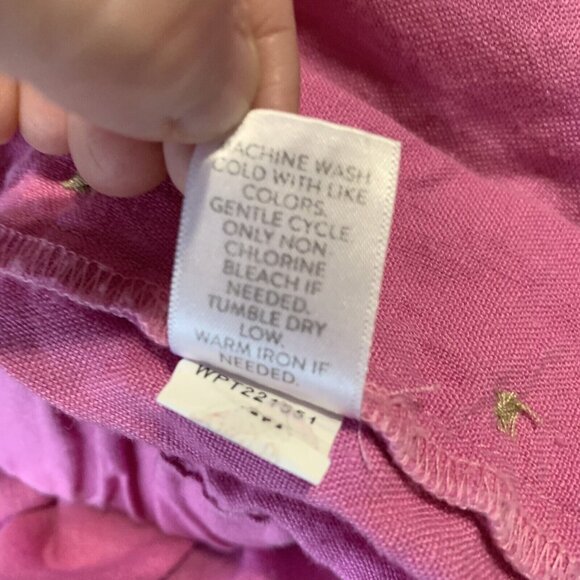J.Jill Love Linen Womens Pants SZ XL Pink Button Ankle Relaxed Fit Coastal Beach - Picture 9 of 10